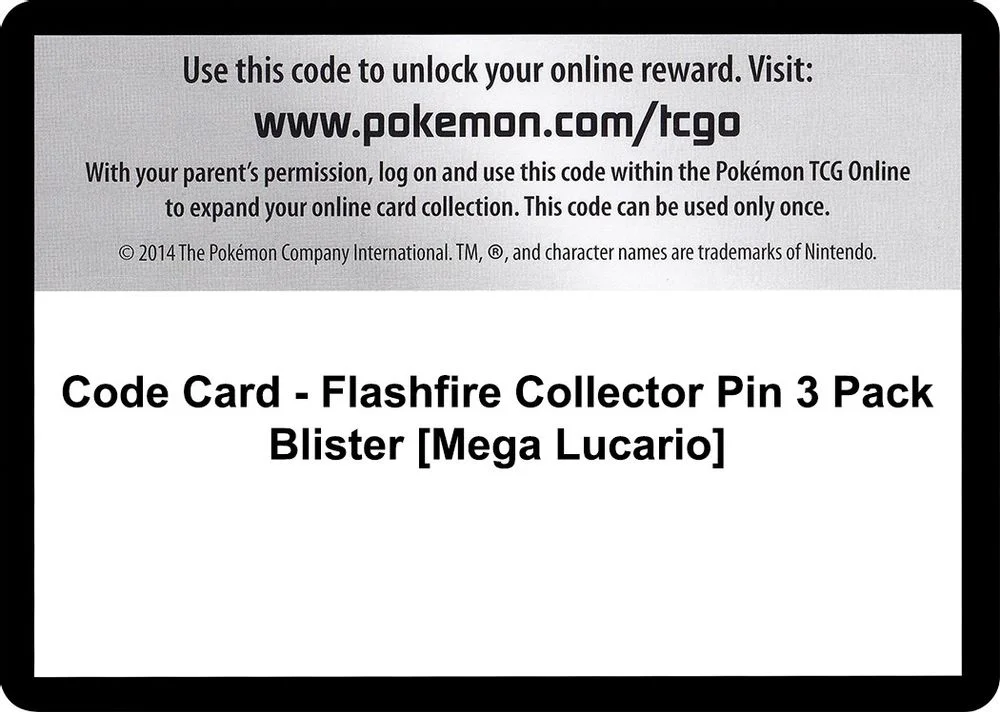 Code Card - Flashfire Collector Pin 3 Pack Blister [Mega Lucario]