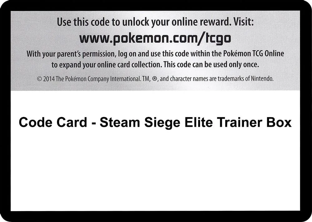 Code Card - Steam Siege Elite Trainer Box